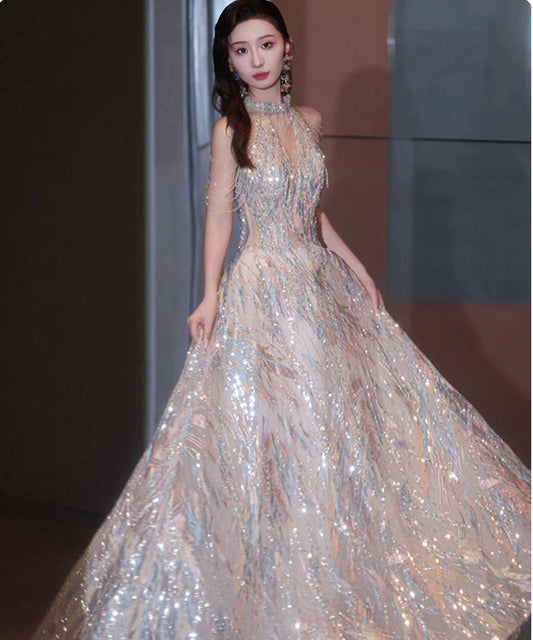 【自社手作り】ロングドレス パーティードレス ゴージャス パーティー 誕生日 結婚式 披露宴 LW2-LRF8/19