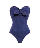 2type ビキニ水着ベアトップモノキニリボンフリルセクシービーチ海温泉デニムおしゃれ WQ7-DP-A33547