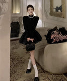 ミニドレス キャバドレス かわいい ふんわりシルエット フレンチムード ハイネック デート 通勤 お呼ばれコーデ JC2-XHY918113