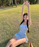 【3点セット】水着 ビキニ スカート付き かわいい フェミニン フラワー柄 小胸さん 温泉 リゾート ビーチ JC7-DP-A22963