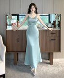 ロングドレス キャバドレス セクシー フレンチ オフショルダー キャミワンピ バックオープン パーティー JC2-DD4031