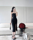 膝丈ドレスキャバドレスベアトップフラワーセクシーエレガント気質ナイトクラブキャバクラ谷間見せ WQ2-DD4819