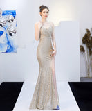 【7色】ロングドレス キラキラ Vネック 高級感 披露宴 宴会 マーメイドドレス YH2-YEY16276#