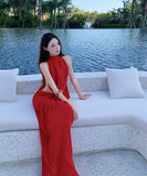 Lady's coco ロングドレス キャバドレス セクシー ルージング ホルターネック デザイン ラメ系ミニドレス パーティー 上品 LW2-XHY918211