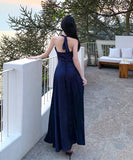 ロングドレス キャバドレス セクシー フレンチ風 Vネック カットアウト カットアウト ウエストマーク リボンディテール 清楚系 JC2-YPX1-E212-11250750