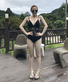 【2色】ビキニ 水着 モノキニ バックレス 体型カバー 韓国風 レース カットアウト 温泉 SNS話題 ビーチ 海 旅行 JC7-YZ-MYS101