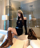 【秋冬新作】 ミニドレス キャバドレス セクシー オフショルダー ワンショルダー ショートドレス   デート パーティー LW2-XKDD435A-6189-Oct13