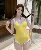 【2色】水着ビキニワンピースAライン体型カバー露出控え着痩せ気質フラワーカワセクシー WQ7-BY-WX001