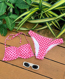 【2色】水着ビキニホルターネック花柄セクシーSNS話題旅行温泉ビーチ海 WQ7-CF-QM9134