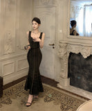 ロングドレスタイトドレスマーメイドドレスセクシーエレガント谷間見せセレブ風気質パーティー WQ2-ZED88687HS109