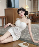 【2色】キャミワンピース ミニドレス キャバドレス セクシー ミニ丈 Vネック ウエストマーク タイトシルエット ボディコン パーティー LW2-DD5944