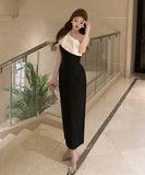 【2色】ロングドレス キャバドレス セクシー フレンチ ドレープ 切替 ワンショルダー ワンショルダー エレガント パーティー JC2-XHY918518