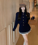 【3色】2点セット ミニドレス キャバドレス セクシー 大人可愛い ニットカーディガン＋ハイウエストプリーツスカート セットアップ  お出かけ デート 出勤 LW2-OYF2585