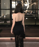 ロングドレスホルターネックセクシーレース谷間見せバックレスドレスパーティー宴会キャバドレス WQ2-XKD-D529-6753-Mar7