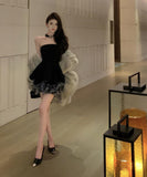 ミニドレス キャバドレス セクシー フレンチ フラワーモチーフ ベアトップ 上品 ボリュームスカート JC2-XHY918088