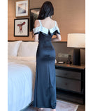 【2色】ロングドレス キャバドレス セクシー デコルテ魅せ スリット入り フォーマルドレス JC2-JX5825