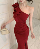 【2色】ロングドレス キャバドレス セクシー ワンショルダー ボディコン スリット入り パーティー JC2-DD3959