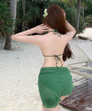 4点セットビキニワンピ水着モノキニ三角ビキニグリーンハワイセクシー WQ7-CF-YG3097