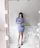 【2色】ミニドレス キャバドレス セクシー 韓国風 細見え タイトフィット クルーネック ニットワンピ ボディコン 通勤 デート お出かけ JC2-MLS59336445