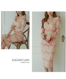 膝丈ドレス キャバドレス セクシー ボディコン きれいめ 大人可愛い 韓国風 Vネック レース ペンシルスカート JC2-ZED887201A71