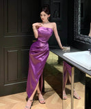 ロングドレスベアトップセクシー宴会パーティードレスサテンドレス気質イベント高級感 WQ2-ZED886073DXH343A