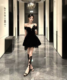 Lady's coco ミニドレス キャバドレス セクシー オフショルダー×リボン付きドレス  ウエストマーク   上品エレガント パーティー デート LW2-DD5938