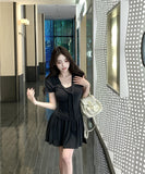 【2点セット 】ミニドレス キャバドレス セクシー レトロ  ウエストシェイプ デート LW2-XKDD426-6312-Sep12