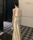 ロングドレス キャバドレス セクシー サテン ホルターネック 背中見せ フィット感 パーティー JC2-JW7026DSD260
