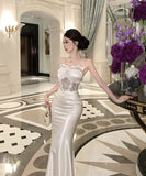 ロングドレス キャバドレス セクシー レース×チュール切替 サテン 上品 キャミソール マーメイドライン パーティー JC2-DD3832