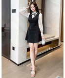 ミニドレス キャバドレス セクシー ハイネック レース切替 Aライン お腹カバー タイトシルエット パーティー デート 女子会 結婚式のお呼ばれ JC2-YM8865