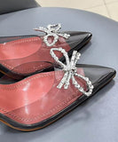 【2色】ハイヒール パンプス キラキラ 高見え レース パーティー 高級感 リボン WQ5-KLL9918-8