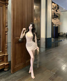 ミニドレスキャバドレス袖付きレース谷間見せナイトクラブキャバクラカワセクシー指名 WQ2-XKD-D435A-6077-Apr16