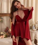 【6色】ルームウェア ランジェリー セクシー バックオープン ホルターネック ローカット 谷間メイク パッド付き バタフライデザイン ガウン付きセット JC8-GRP3945