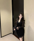 【2色】ミニドレス キャバドレス タイトドレス セクシー 大人フェミニン レースカットアウト Vネック ボディコン デート ナイトクラブ JC2-XKDD355-6601-Aug27