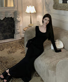 ロングドレス キャバドレス マーメイドライン ニット ロングスリーブ シェイプドウエスト 大人フェミニン JC2-XKDD337B-2138-Sep1