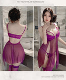 【3色】ルームウェア ランジェリー セクシー レース ディープVネック フロントオープン シースルーメッシュ 透け感 誘惑 イチャラブ JC7-JJ1687