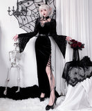 【2点セット】 セクシー コスプレ ハロウィン レトロ ゴシック ベルベット シスター ハーネス アンダーグラウンド パンク スリット JC2-XJJ235