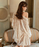 Lady's coco ランジェリー  セクシー 大人可愛い ハルターネックリボン付き  カートゥーン柄ベロア  ルームウェアセット  ネグリジェ ガウン LW8-GR6683