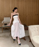 ロングドレスベアトップマーメイドドレスセクシーリボン高級感エレガント宴会パーティー WQ2-XKD-D318A-6271-Mar8