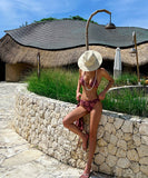 【3点セット】三角ビキニ水着ビキニホルターネック花柄セクシーワンピース海温泉SNS話題 WQ7-DP-A33751