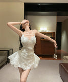 Lady's coco ミニドレス キャバドレス セクシー レース刺繍 ウエストマーク ふんわりシルエット パーティー デート LW2-SB18YX0170