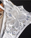 Tバック 3点セット セクシー シースルー レースショーツ ローライズ キラキラ ランジェリー 露出  LW9-RS549#