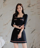 ミニドレス キャバドレス 気質 セレブ風 大人可愛い Aライン 韓国っぽ MY2-ZRD886696BH506