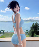 【三点セット】水着 ビキニ セクシー 韓国風 INS風 小胸さん向け 無地 リゾート ビーチ 温泉 DQ7-DP-A23047