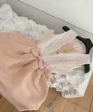 手作りドレスミニドレスセレブ風レースリボン宴会パーティー高級感大人可愛いエレガント WQ7-HR1991