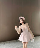 ミニドレスレースセレブ風カワセクシーAラインお姫様パーティー宴会誕生日ドレス高級感気質 WQ2-XKD-D452-1033-Mar2