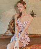 ルームウェア セクシー フラワーレース キャミソール 透け感 ダルメシアンネック 可愛い ナイトウェア LW2-GR5615