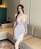 ミニドレス キャバドレス 新作 透け感 チュール セクシー 着痩せ YH2-YM8769