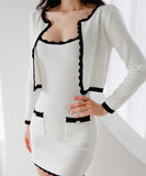 【2点セット】 ミニドレス キャバドレス セクシー 韓国風 ニットタイトセット 長袖 クルーネック ビスチェ  上品コーデ デート 女子会 カフェ LW2-DD6030
