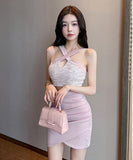 【3色】ミニドレス キャバドレス セクシー ギャル系 バックオープン シャーリング 着痩せ ボディコン 指名 JC2-YM8901